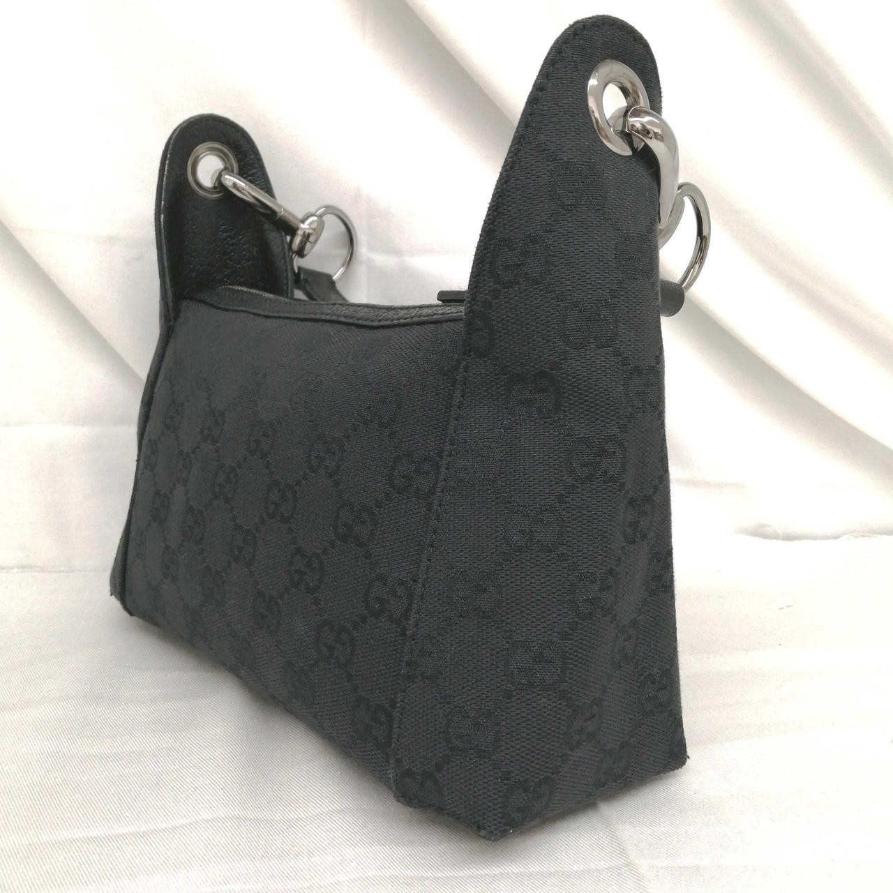 GUCCI GG Canvas Handbag Black Shoulder Bag 113024 USED from Japan #TAS