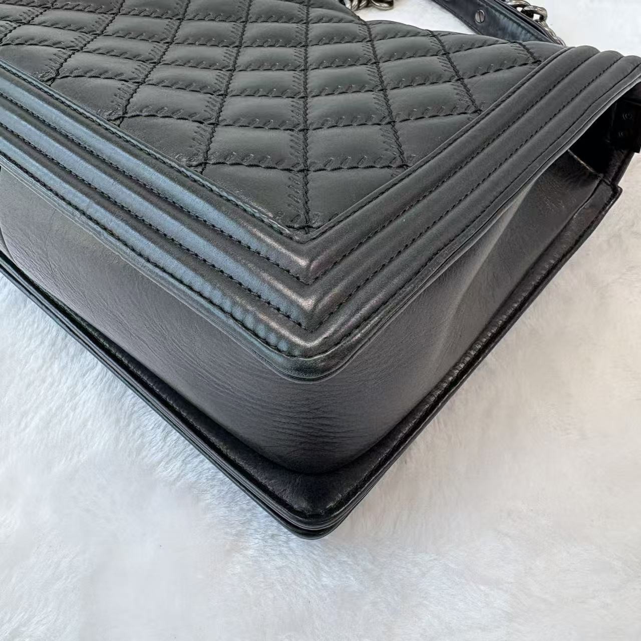 Chanel Le Boy Medium Black Calfskin DSQT701@pre-verified by eBay 26.07.09