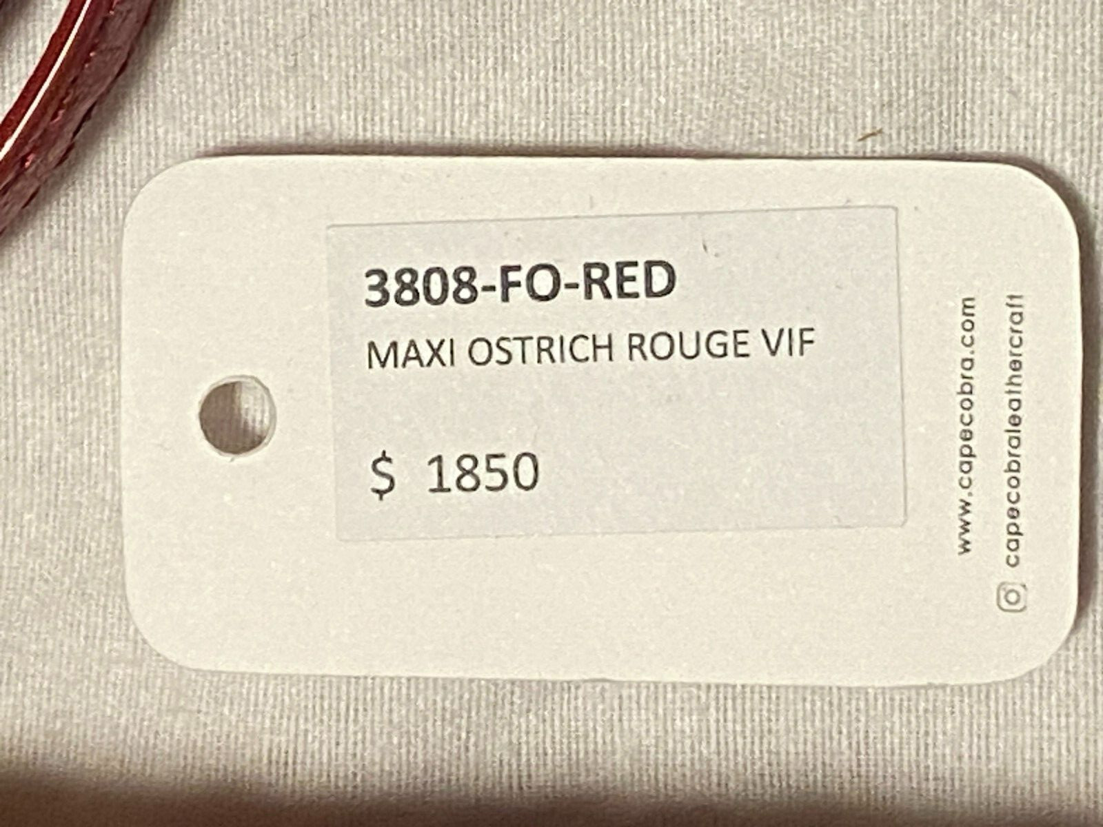 $1850 Cape Cobra MAXI IN ROUGE OSTRICH | Red | 8.2″ x 6.5″ x 3.7″