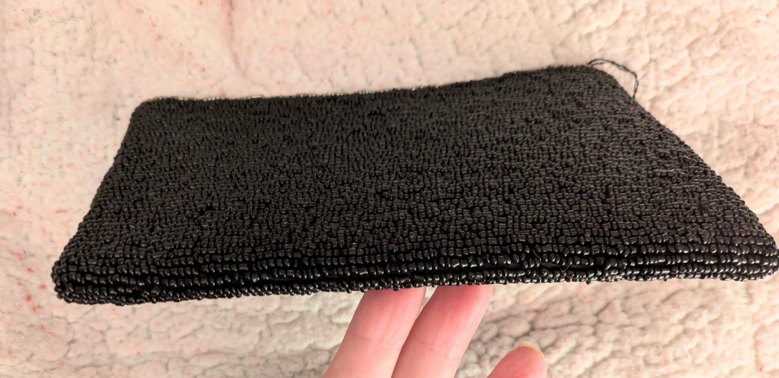 About Color Beaded Wristlet Black 7-1/2″x 4-3/4″ Beaded Flower Zip Closure NWT