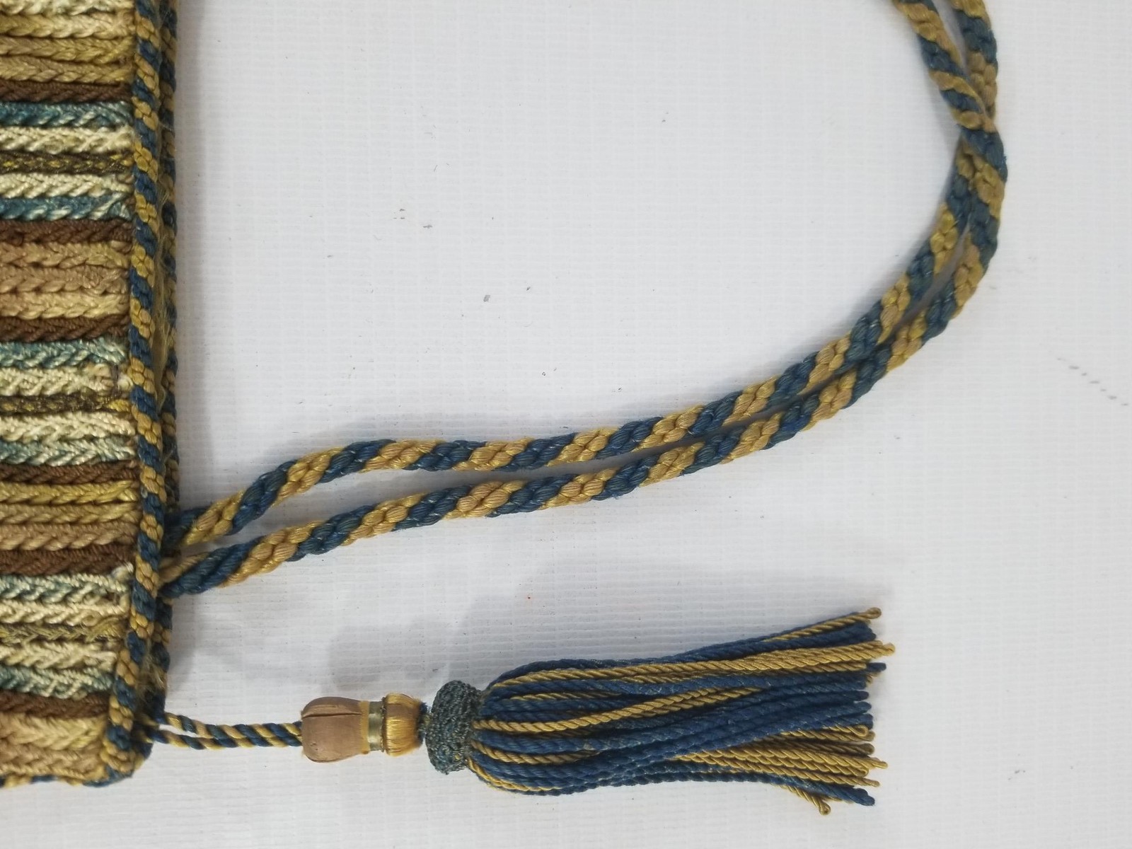 Vintage European Handmade Multicolor Striped Braided Cord Purse 8x7in