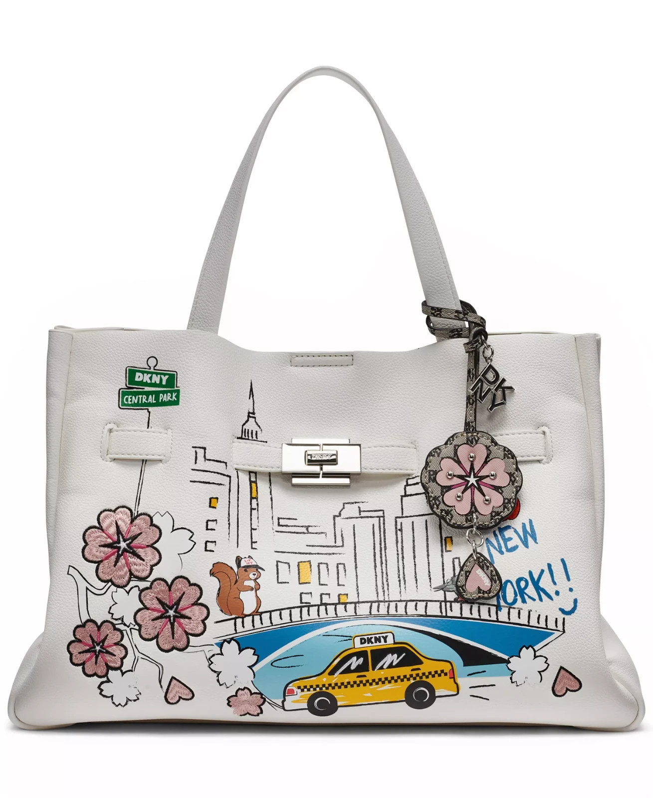 NWT DKNY Bryar Large Satchel Bag Snap closure exterior pockets Tablet compatible