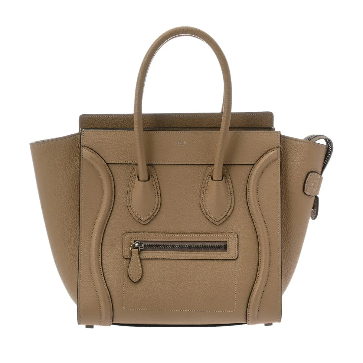 Celine Luggage 189793DRU.03UN Handbag Calfskin, Lambskin Silver #WB6522
