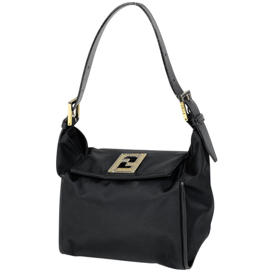 Fendi Nylon Leather Black Shoulder Bag #BS3317