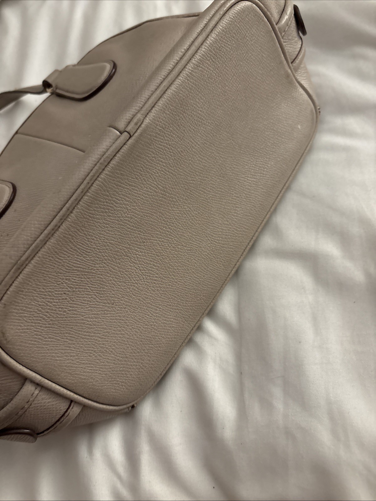 Coach Mini Satchel Tan Beige Leather Turnlock crossbody handbag Purse