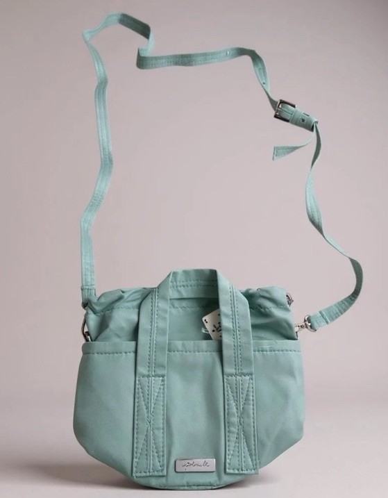 Victoria’s Secrets Pink Green Satiny Silky Bucket Crossbody Bag Cinch Top NEW