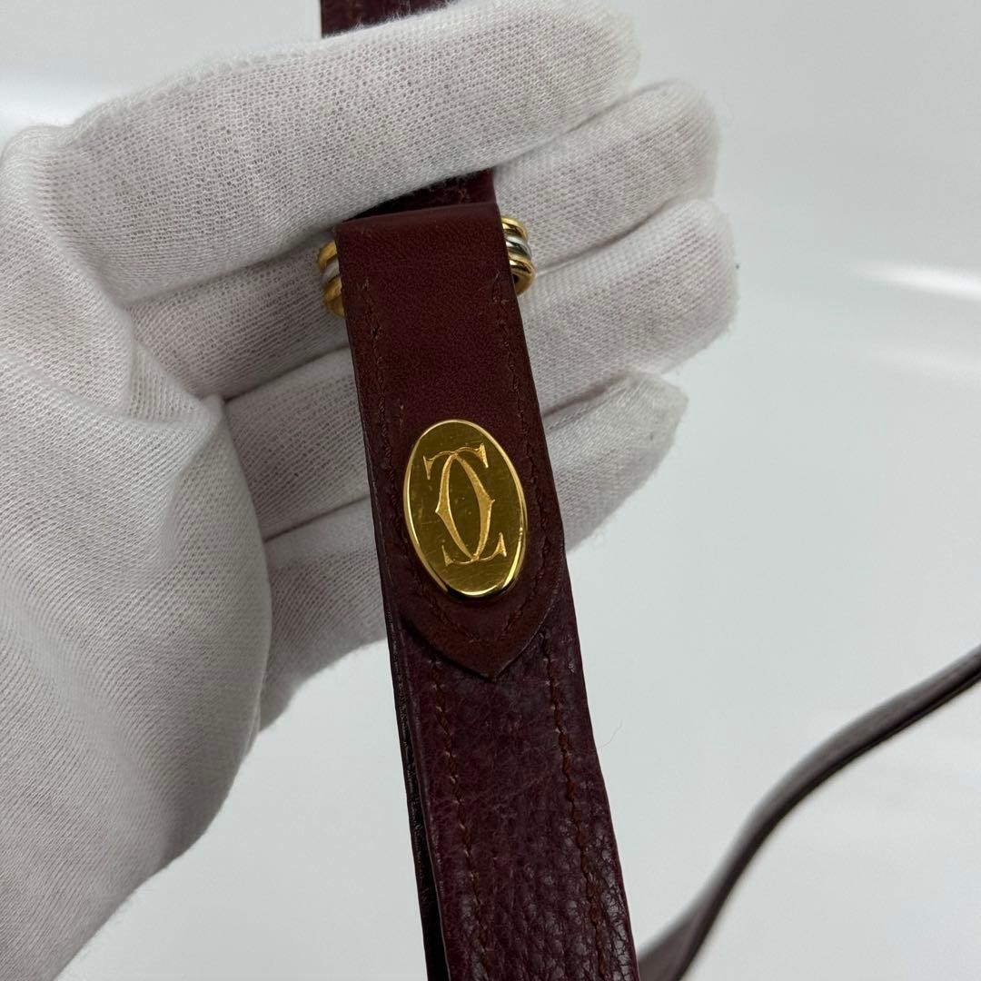 Cartier Mini Shoulder Bag Must de Cartier Leather Women Used Authentic