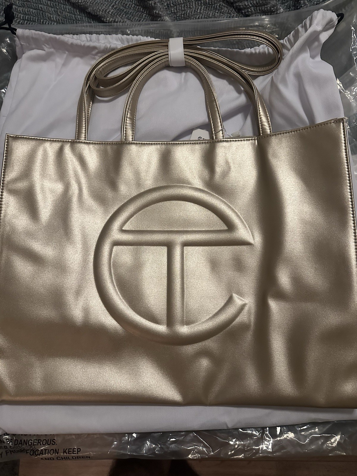 Telfar Gold Large Shopping Bag 100% AUTHENTIC
