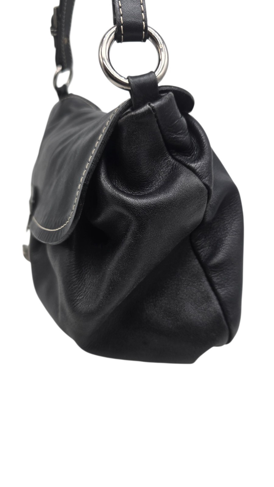 Vintage Robert Pietri Black Leather Shoulder Purse Handbag-Made In Spain