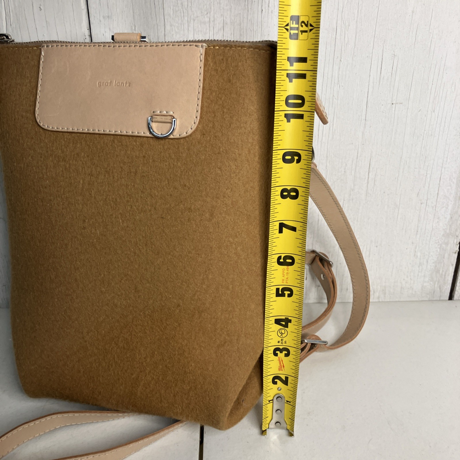 Graf Lantz LARGE Bedford Honey Brown Wool Beige/Natural Leather Tote Backpack