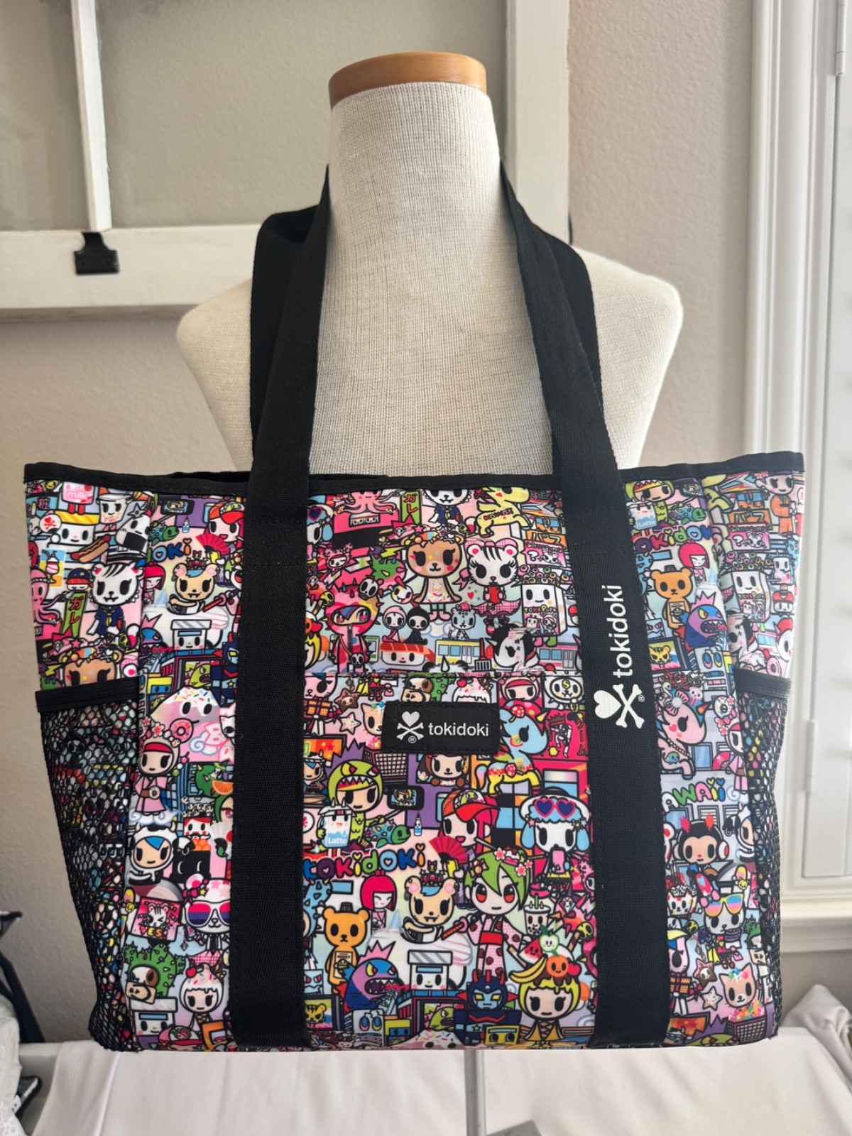 TOKIDOKI ICONS PRINT TOTE BAG MULTICOLOR CHARACTER COLLAGE SHOULDER BAG