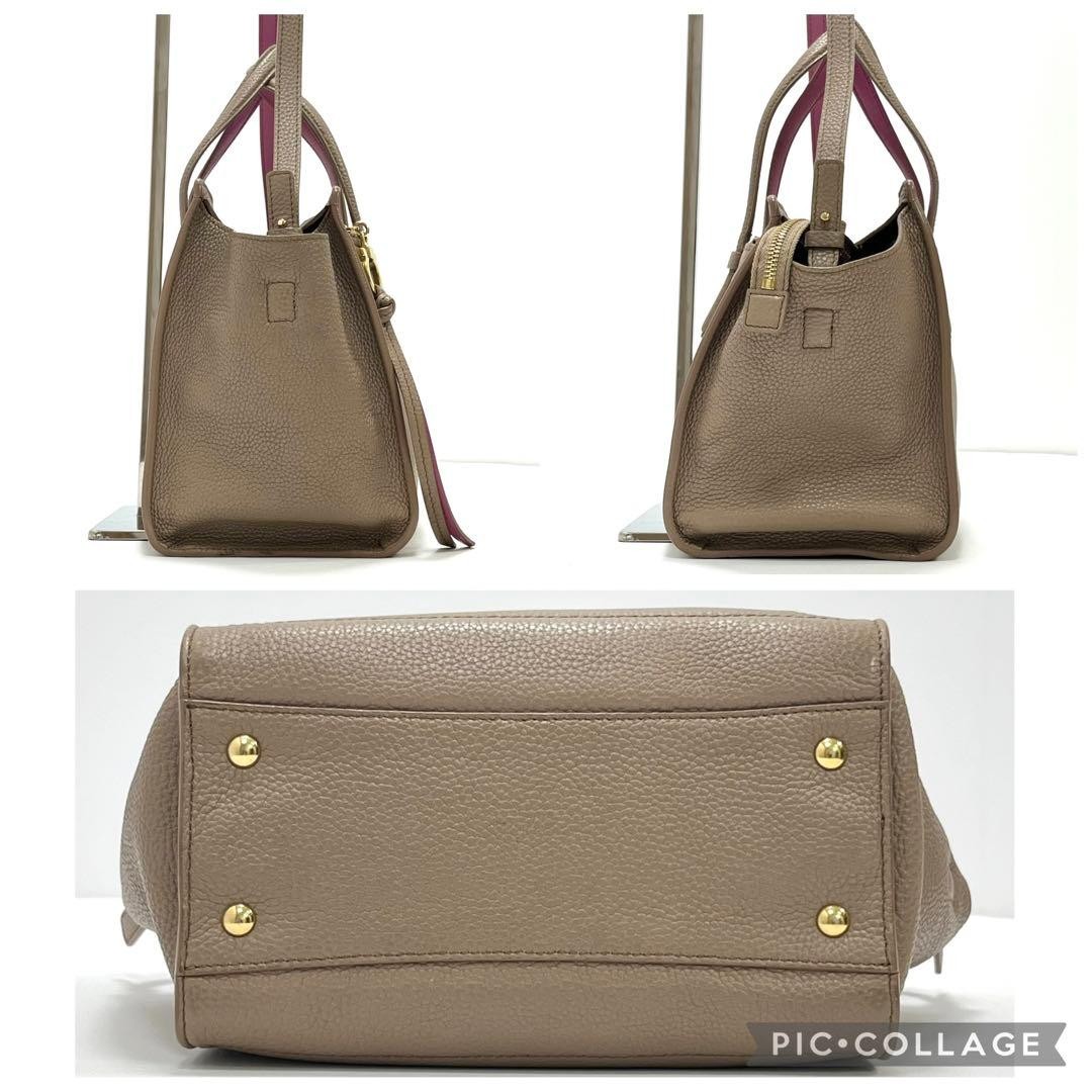 Authentic Salvatore Ferragamo Amy 2Way Leather Shoulder Bag Grey Size 28cm