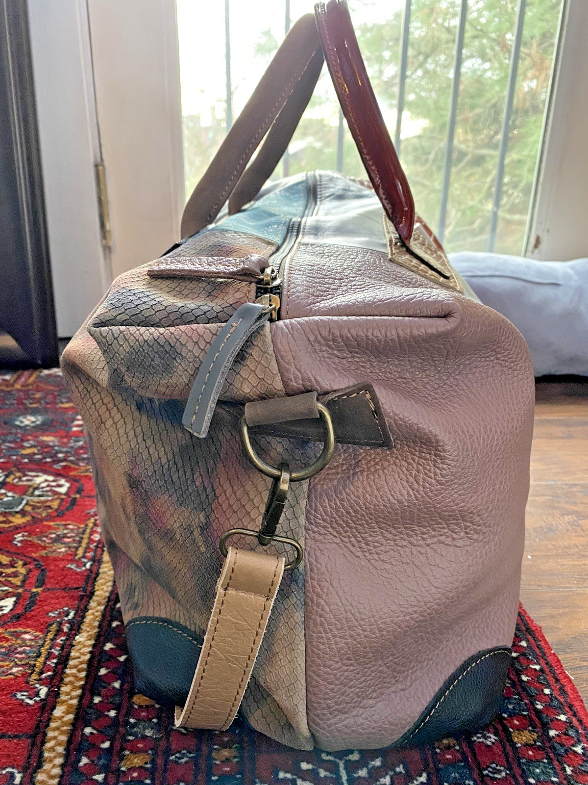 Colorful Handmade Italian Leather Large Designer Handbag One-of-a-Kind Sample