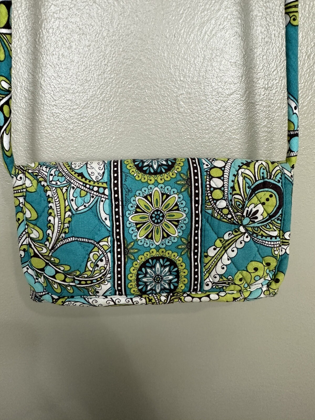 Lot Of 2-Black Black/White Wristlet & Blue/Green Paisley Crossbody/wallet