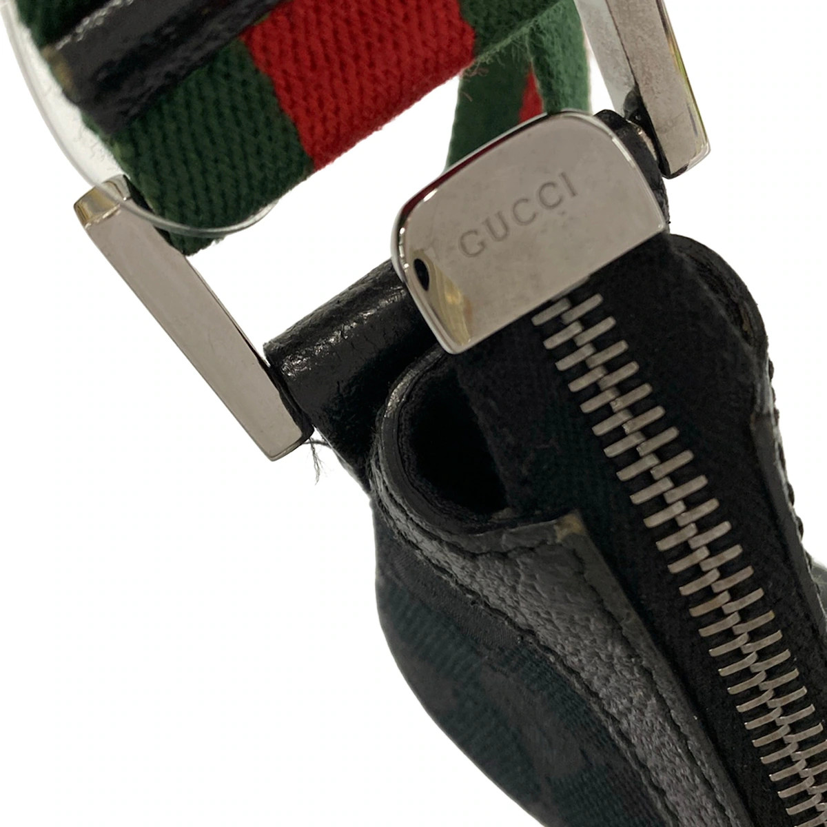 GUCCI GG Pattern, Shelly (Web) 181092 Black Green Red Jacquard Leather