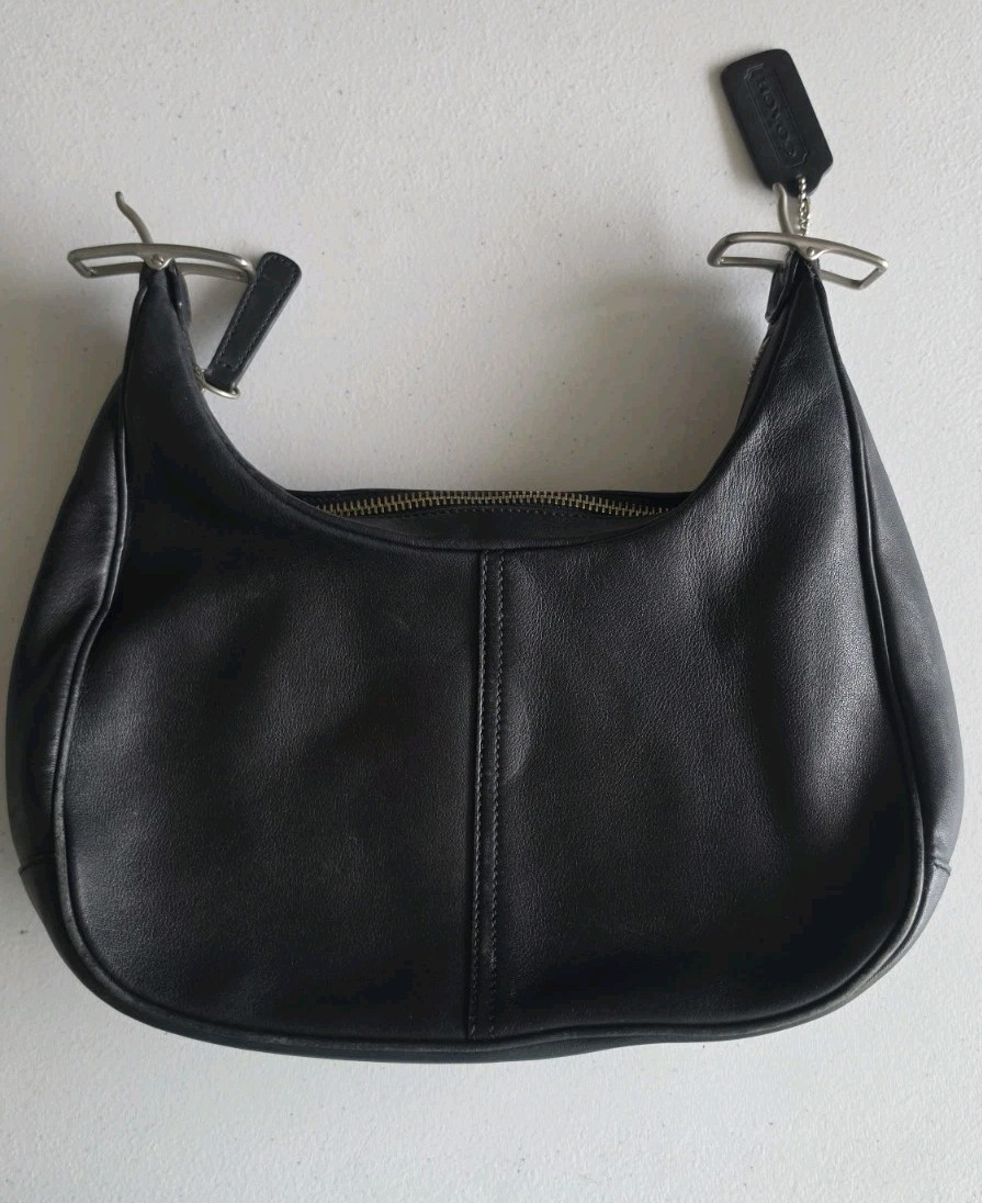 Authentic Coach Black Leather Handbag Purse – Missing Shoulder Strap – As Is