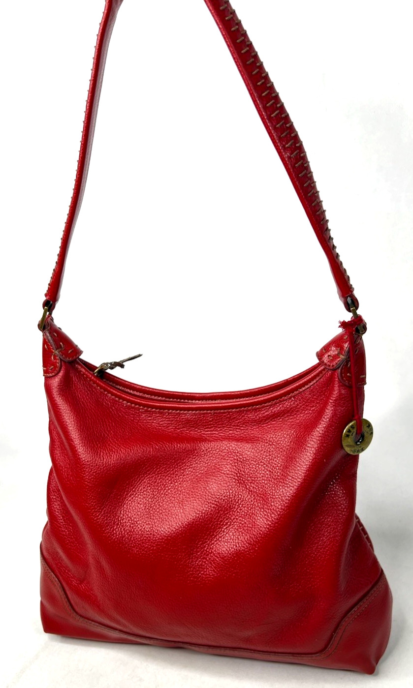 The Sak Hobo Bag Vintage Red Leather Soft Pebbled Shoulder Purse Handbag