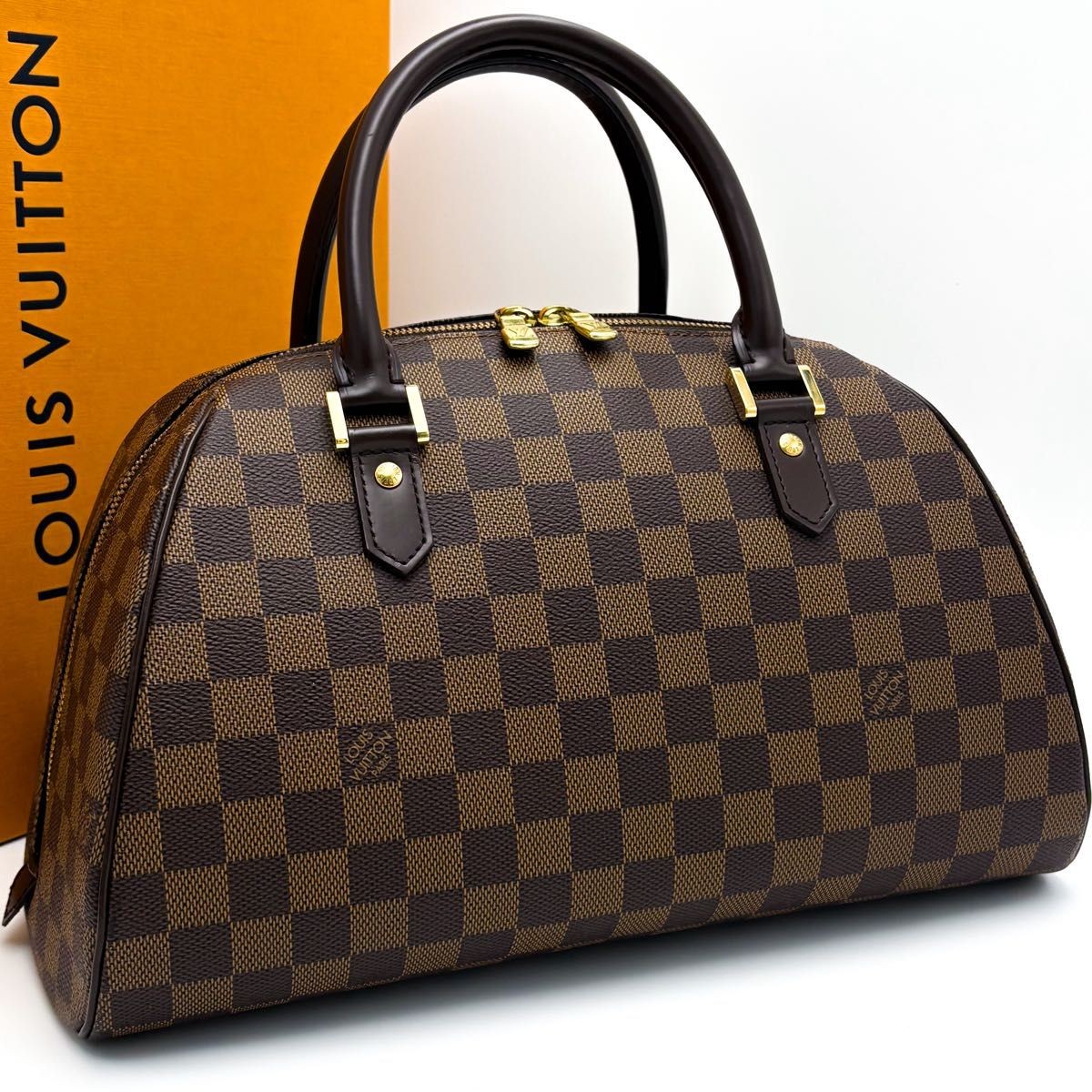 LOUIS VUITTON Handbag: Damier Ebene Ribera MM N41434 Brown w/ dust bag ;99