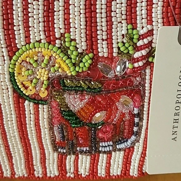 Anthropologie The Fiona Beaded Bag Food & Drink Edition NWT