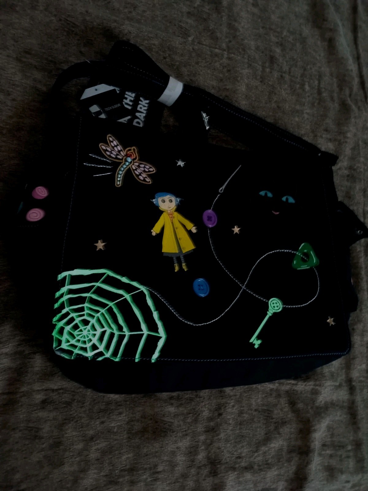 Coraline Icons Embroidered Glow In The Dark Shoulder Messenger Bag New With Tags