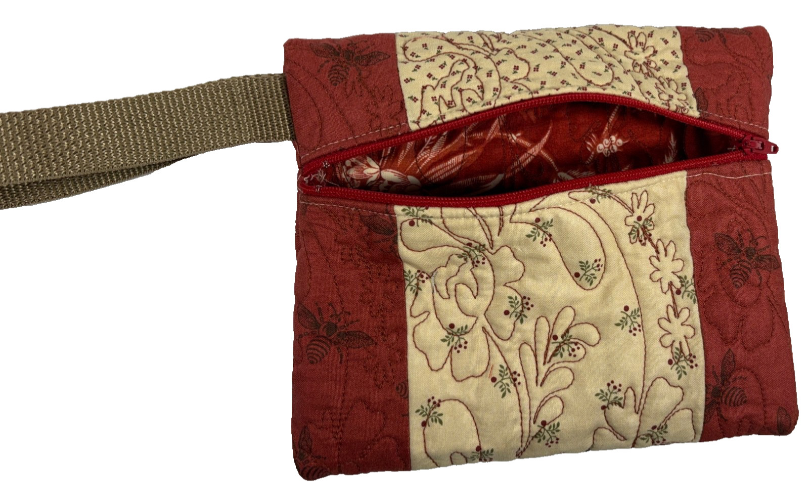 Handmade Quilted Clutch Bag 8 in. by 6 in. with 5 1/2 in. Loop Handle