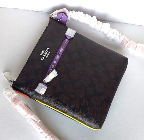 with tags Coach CL671 Mini Rowan File Bag Brown Signature SilverBro G1N
