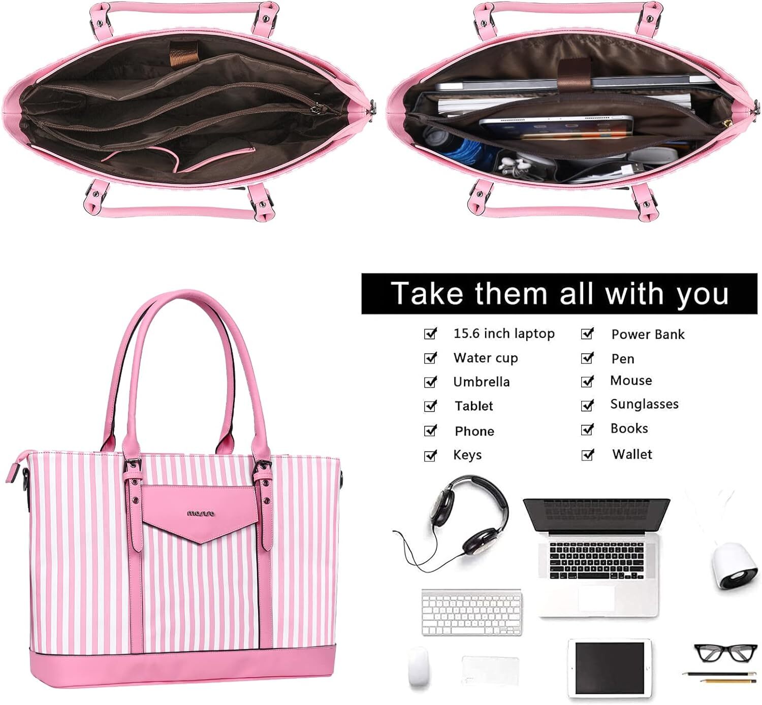 PU Leather 15 15.6 17 inch Laptop Tote Bag for Women MacBook Notebook Travel Bag