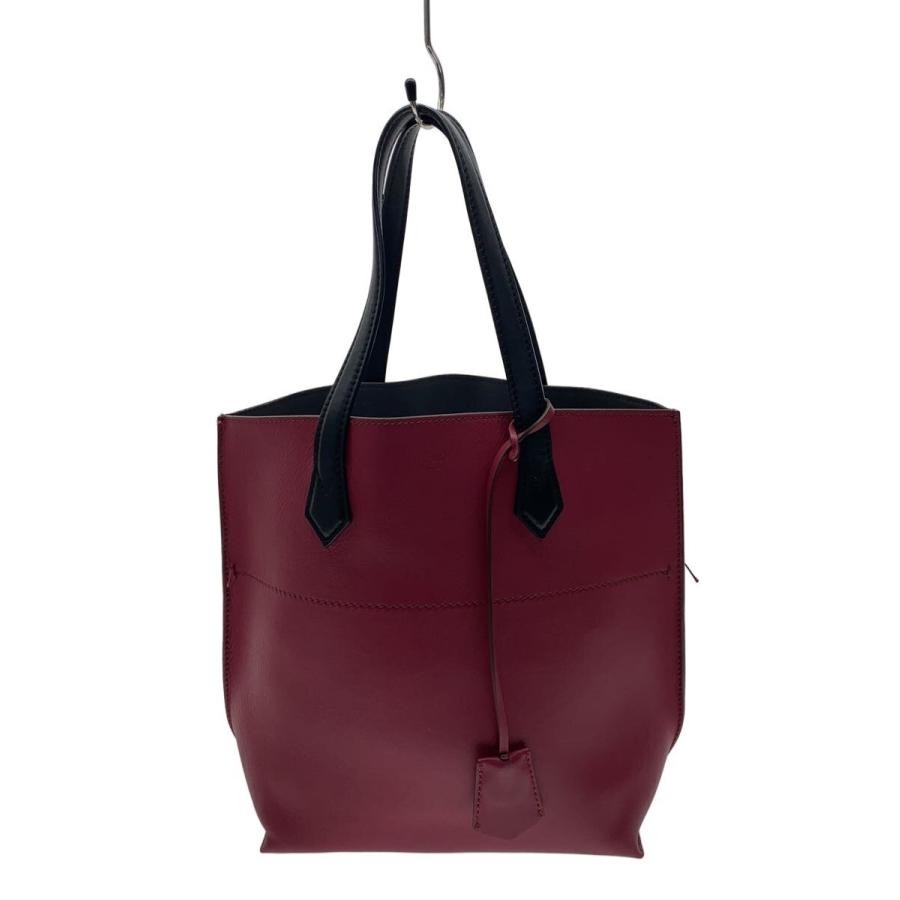 Fendi Red Leather Handbag Double Handle Tote 8BH262 Auth