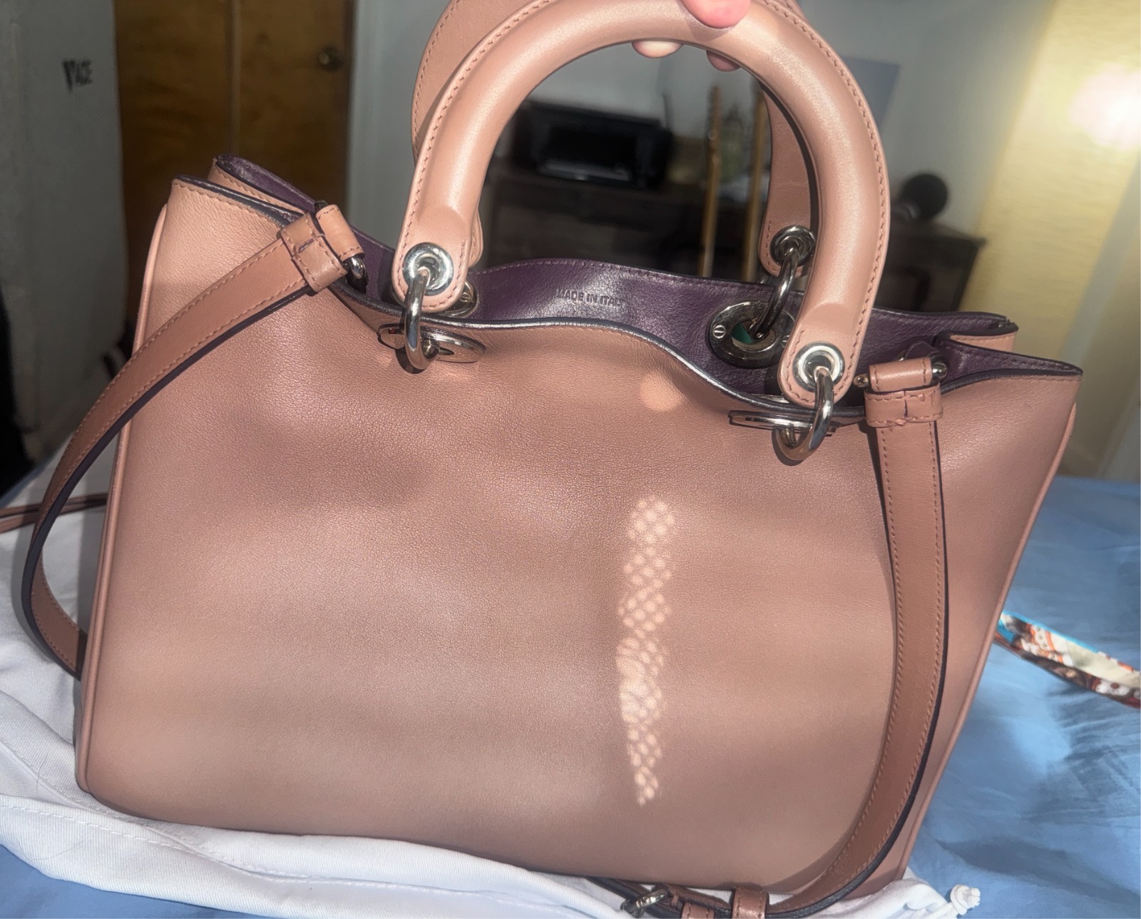 *DUST BAG* Christian Dior Diorissimo Calfskin Red Brown Leather Medium Bag