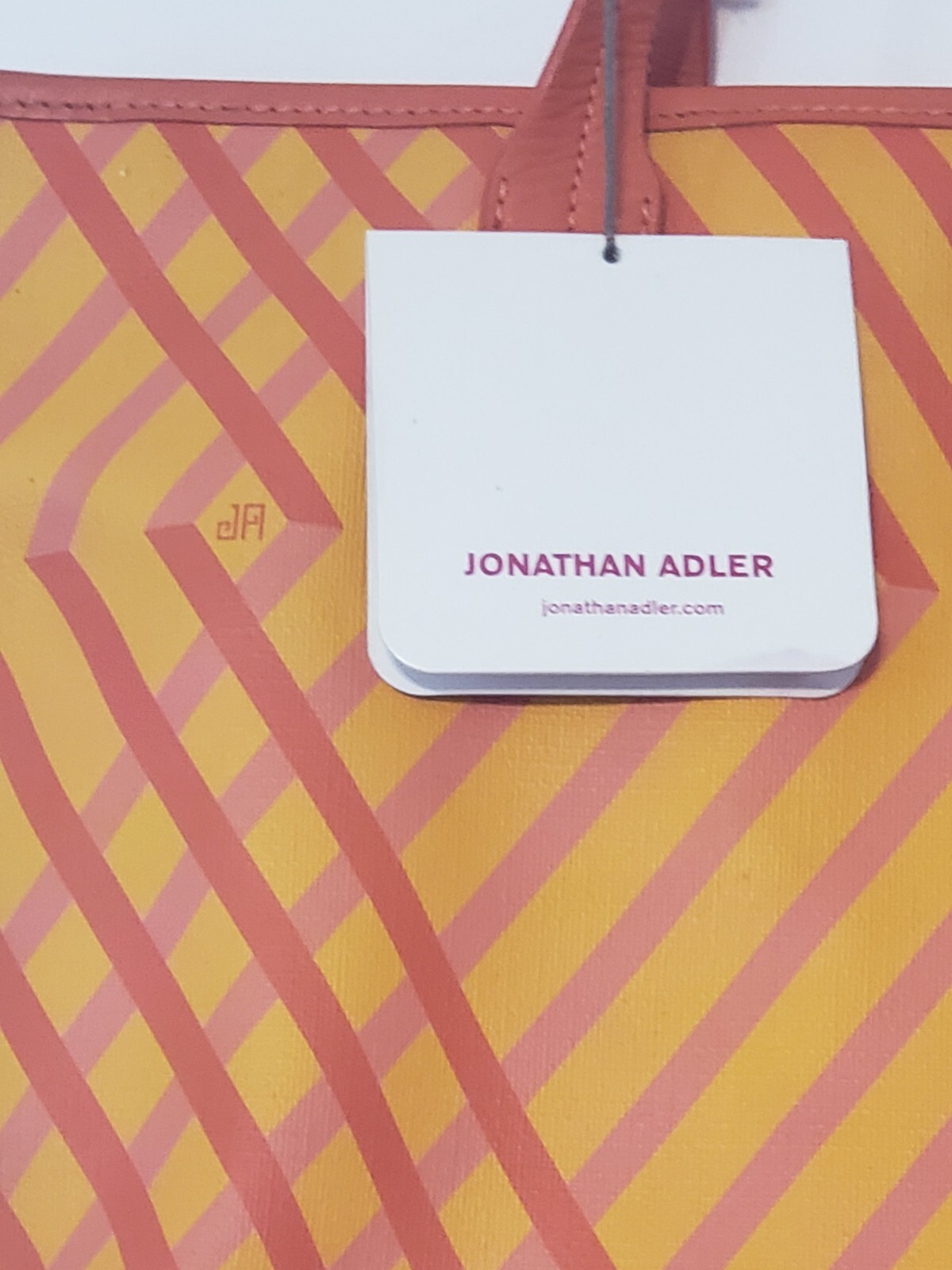 jonathan adler orange striped tote 17×10