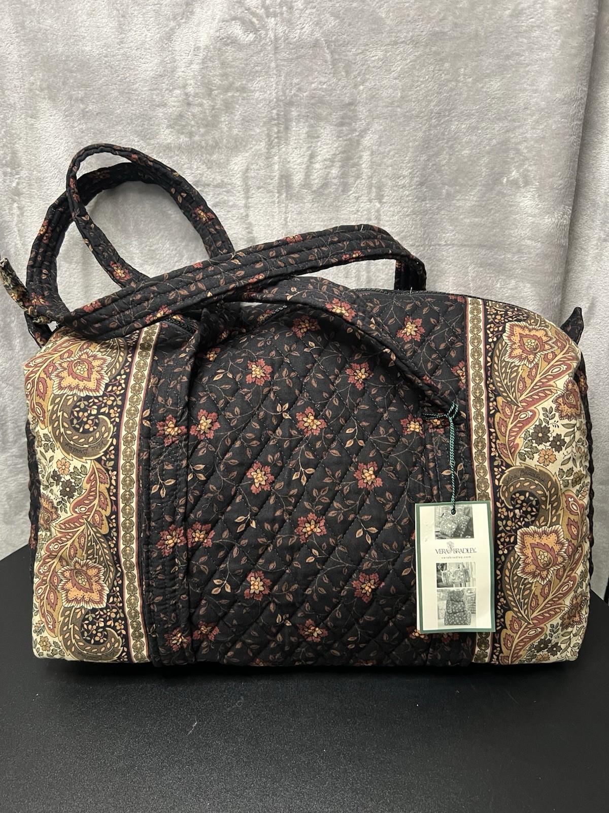 Vintage Vera Bradley Black Walnut Small Duffel Bag NWT Retired Quilted Travel