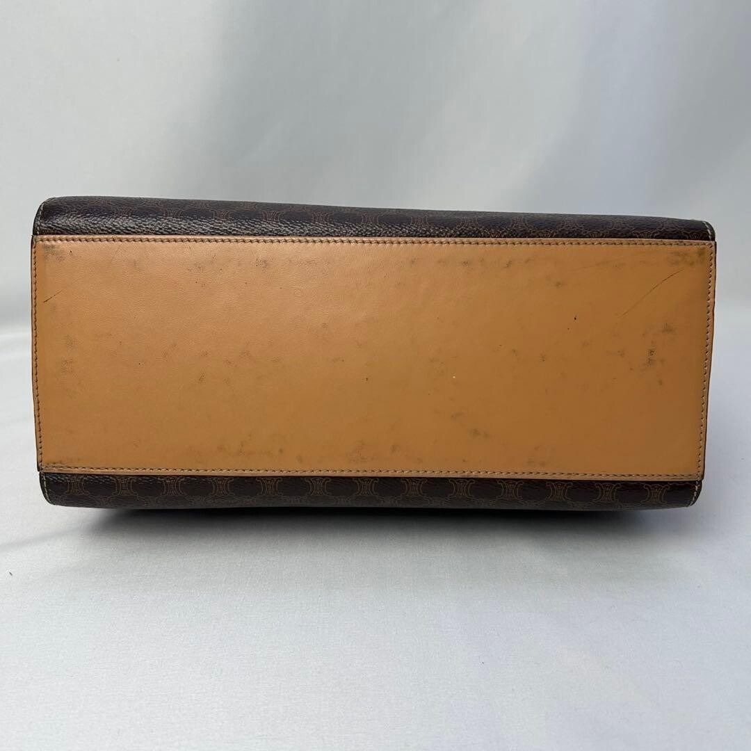 CELINE Top Handle Bag Macadam Triomphe Brown Vintage Authentic From Japan