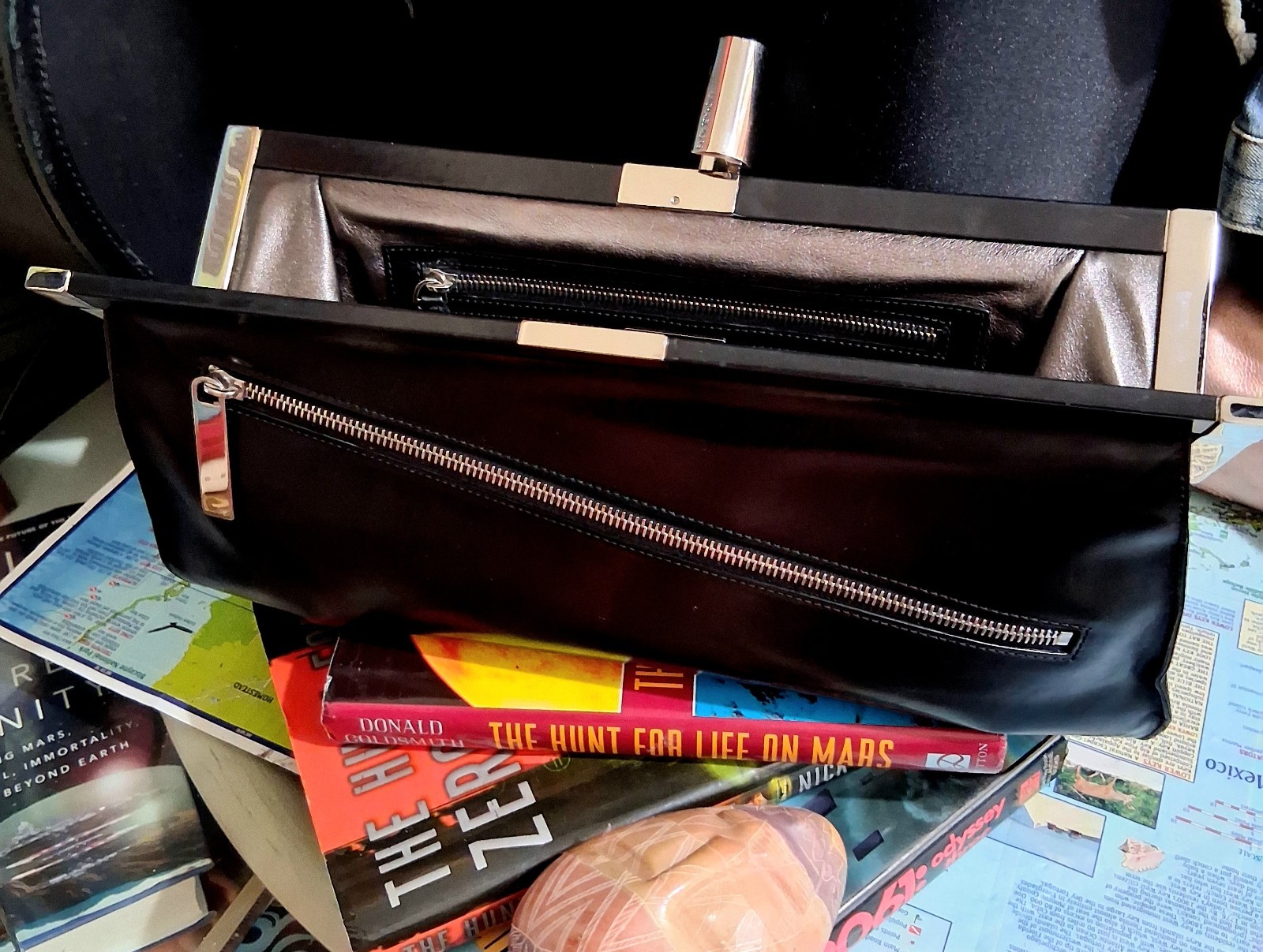 Michael KORS Made In ITALY 100% Black Leather RUNWAY Clutch Msrp$995.00*