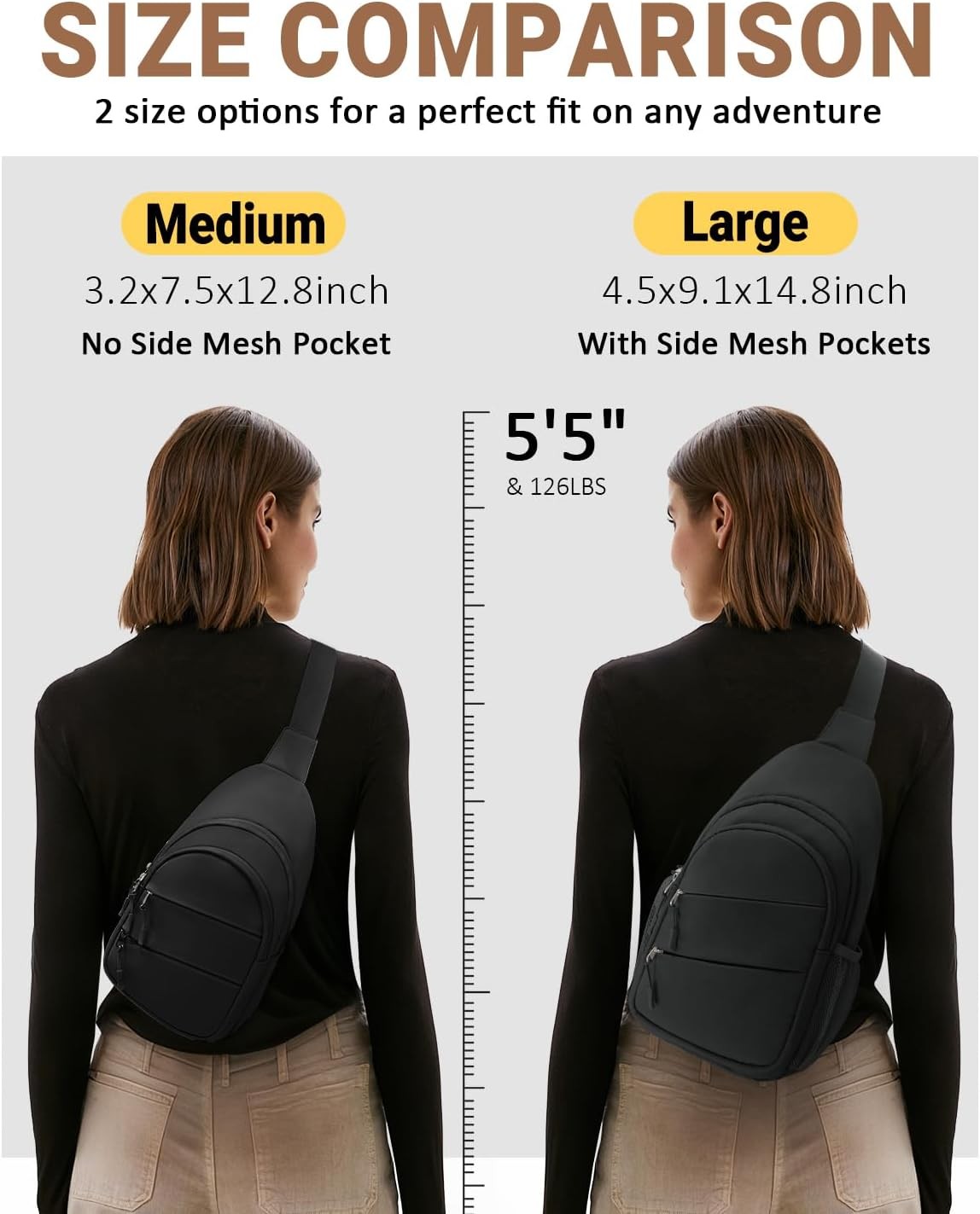 Lightweight Anti-Theft Crossbody Sling Bag for Outdoor Travel – Black