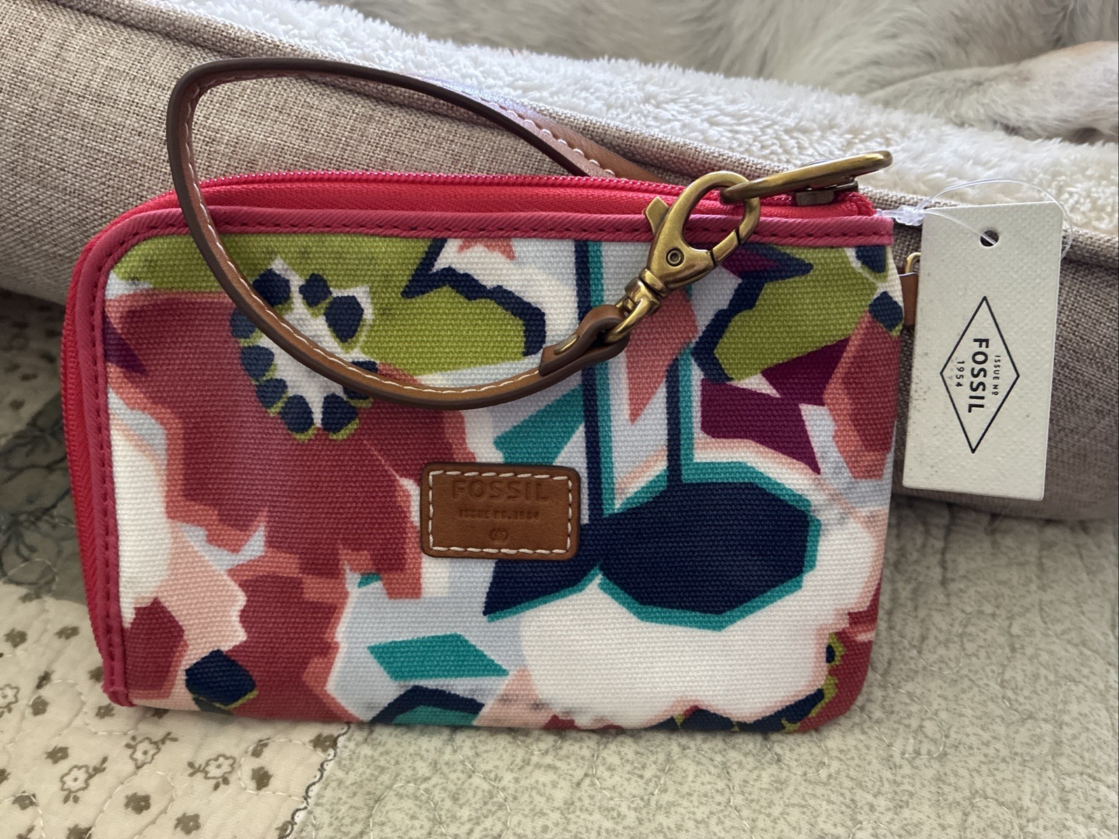 New Fossil Ivy Wristlet Multi Floral Card Case Wallet Wristlet