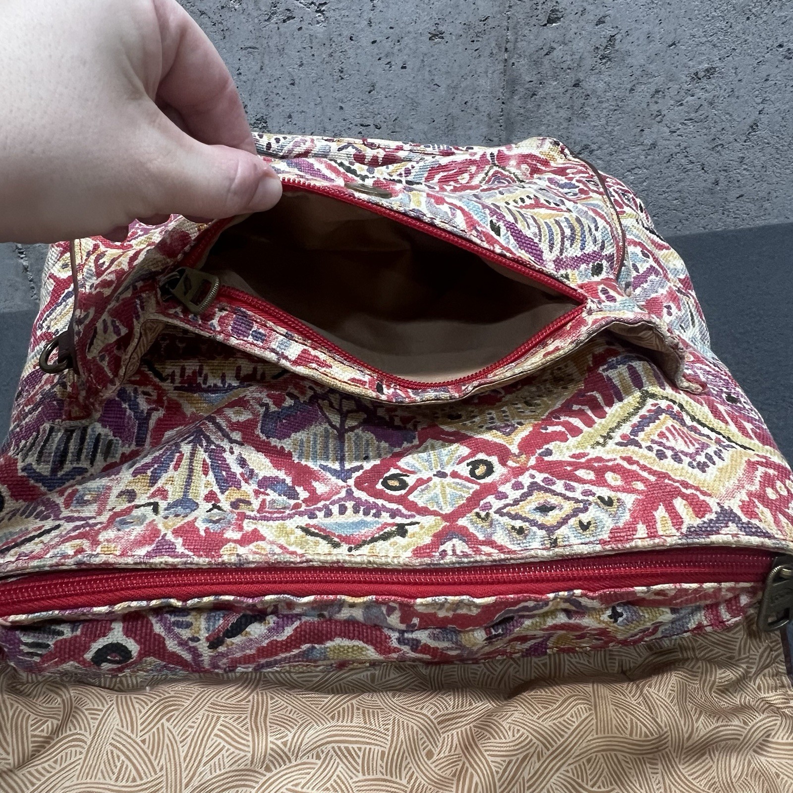 Sakroots Boho Convertible Backpack / Purse Artist Circle Flap Style Travel Bag