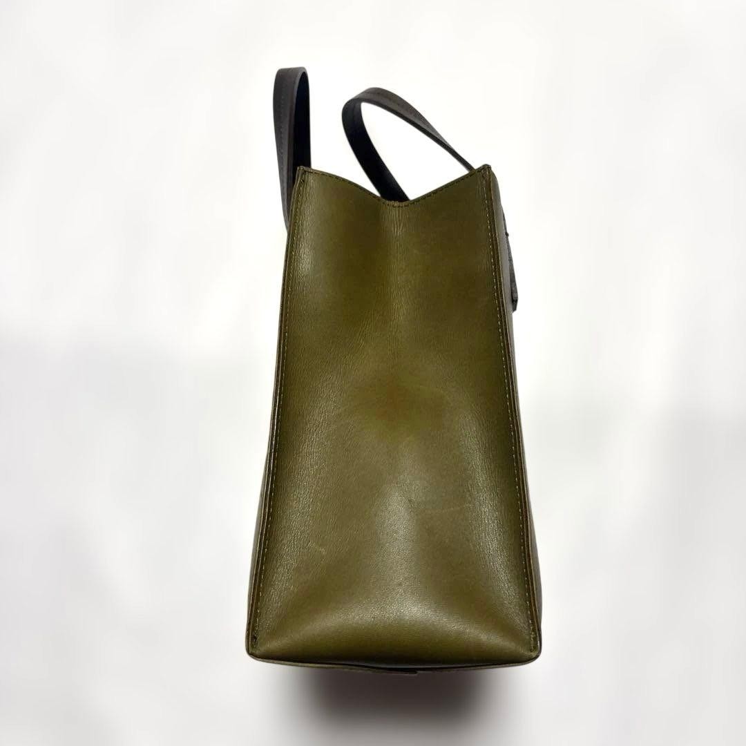 MARGARET HOWELL Idea Leather Tote Bag Khaki Embossed Logo Condition Used JAPAN