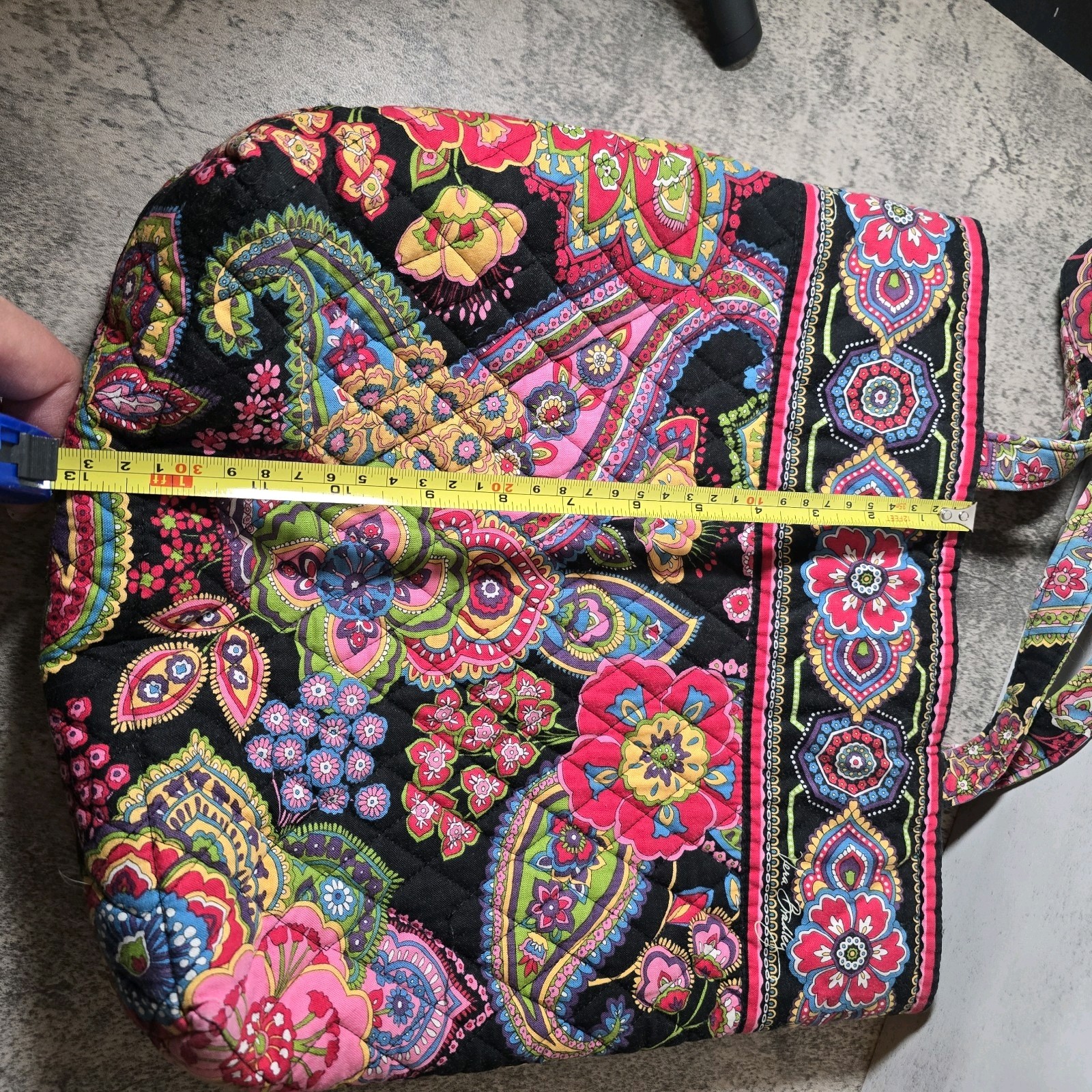 Very Bradly Quilted Shoulder Bag Tote Purse Floral 13x13x4″ Toggle Button Close