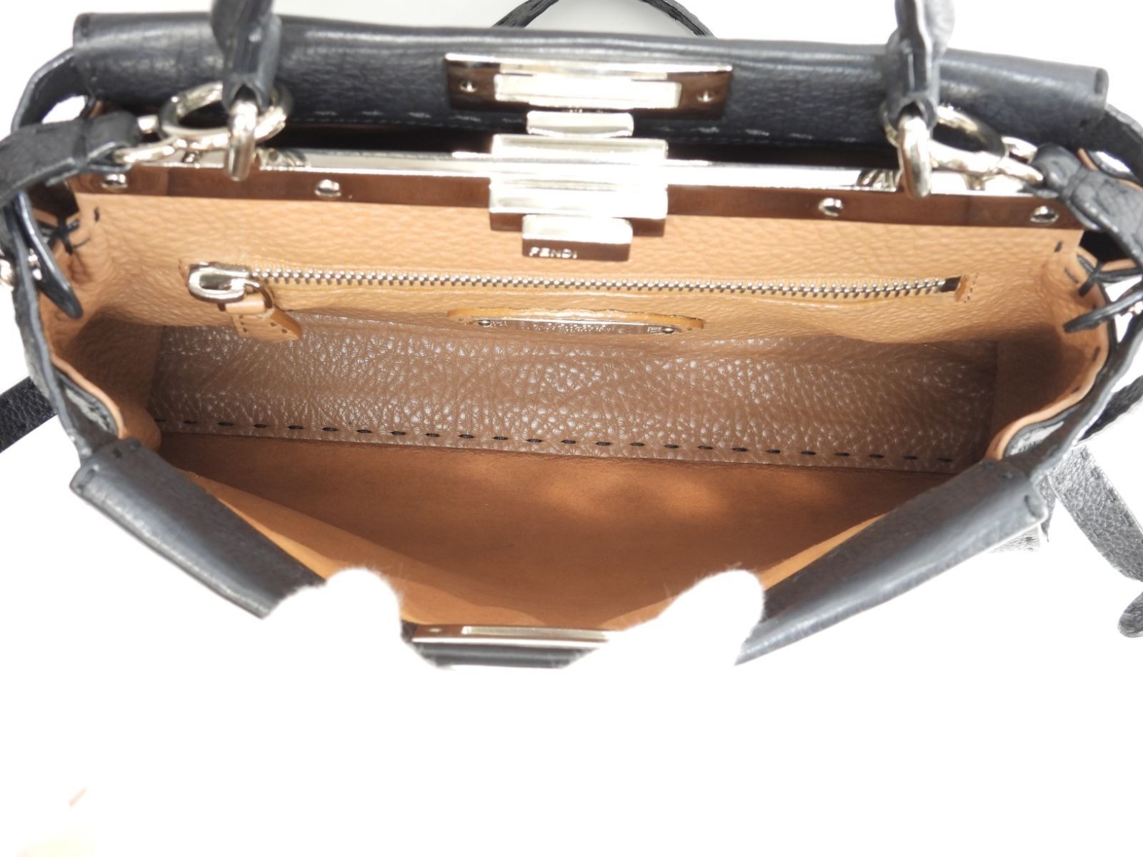Fendi Peekaboo Regular Selleria Leather Black Handbag 13.3*9.8*5.1 inch