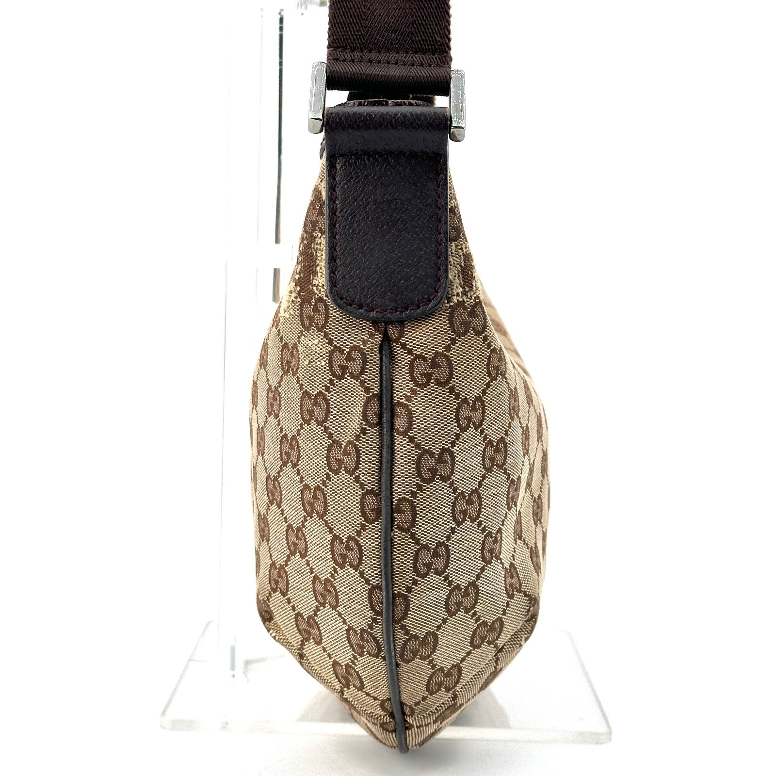 Gucci Canvas Leather GG Crossbody Shoulder Bag Brown 181092 Authentic