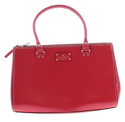 kate spade new york Red Satchel/Top Handle Bag Zip Top Polka Dot Lining Dust