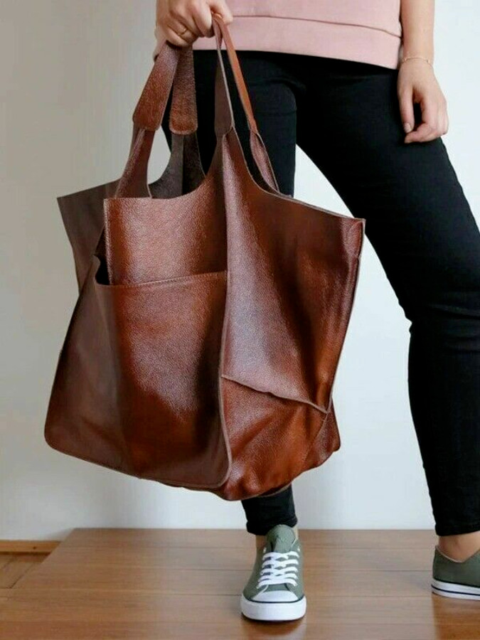 Large Capacity Shopping Bags Soft Leather Casual Tote Shoulder Bag Handbag Women