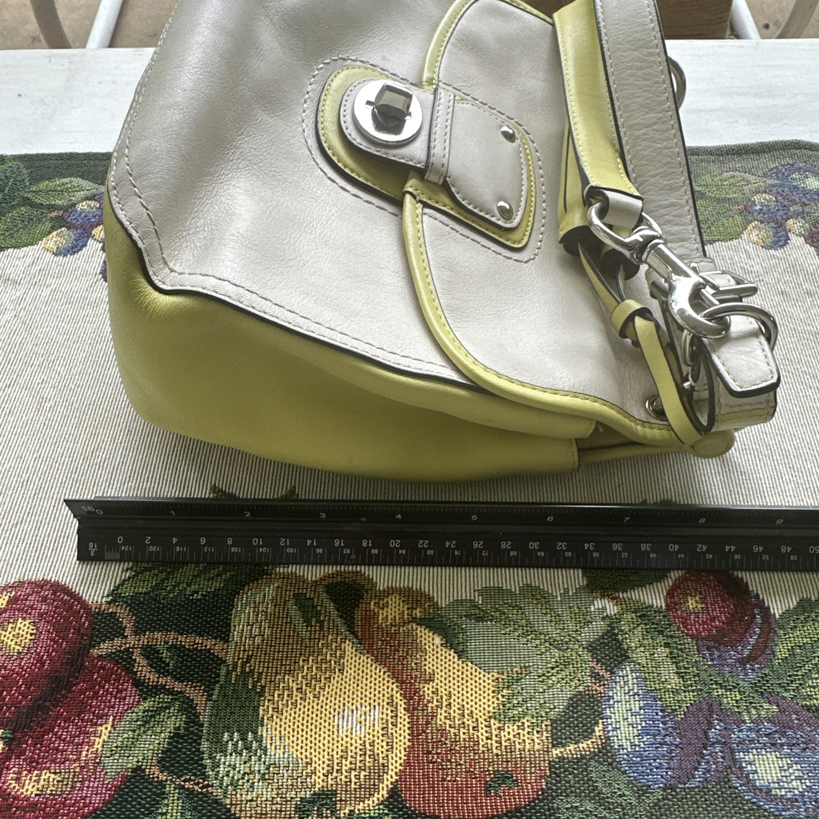 Coach Legacy Willis Archival Crossbody Bag Turn Lock Cream & Yellow Handbag