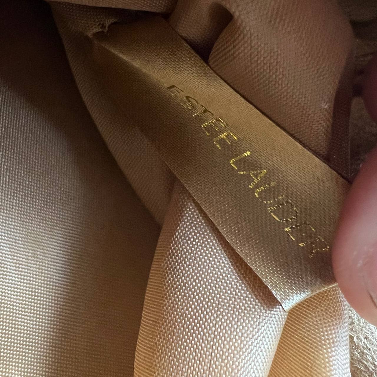 Estee Lauder Brown Tote Bag Fabric Faux Leather New With Stains