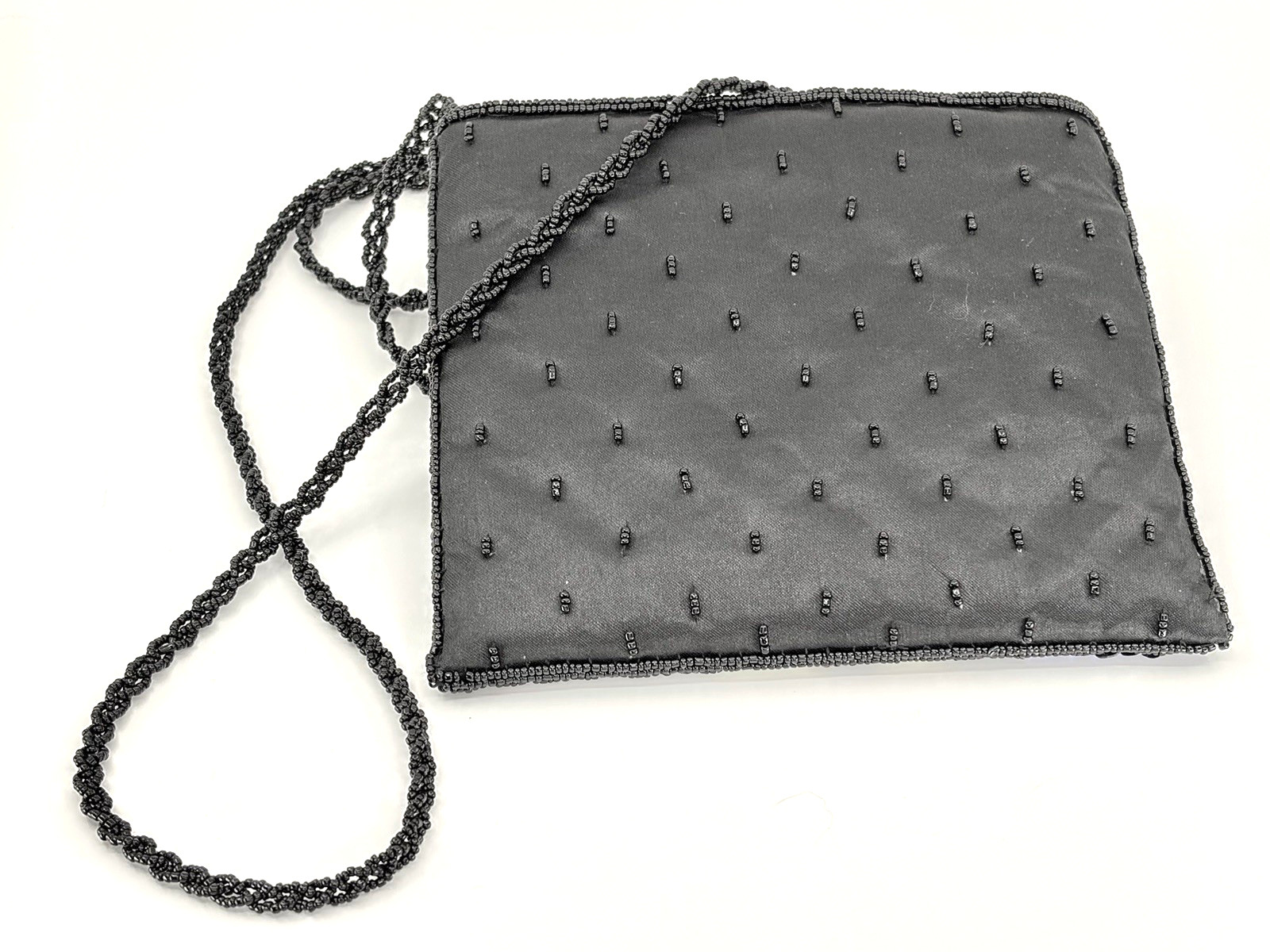 Tropical Black Beaded & Pink Sequin Flamingo Beachy Glam Crossbody Evening Bag