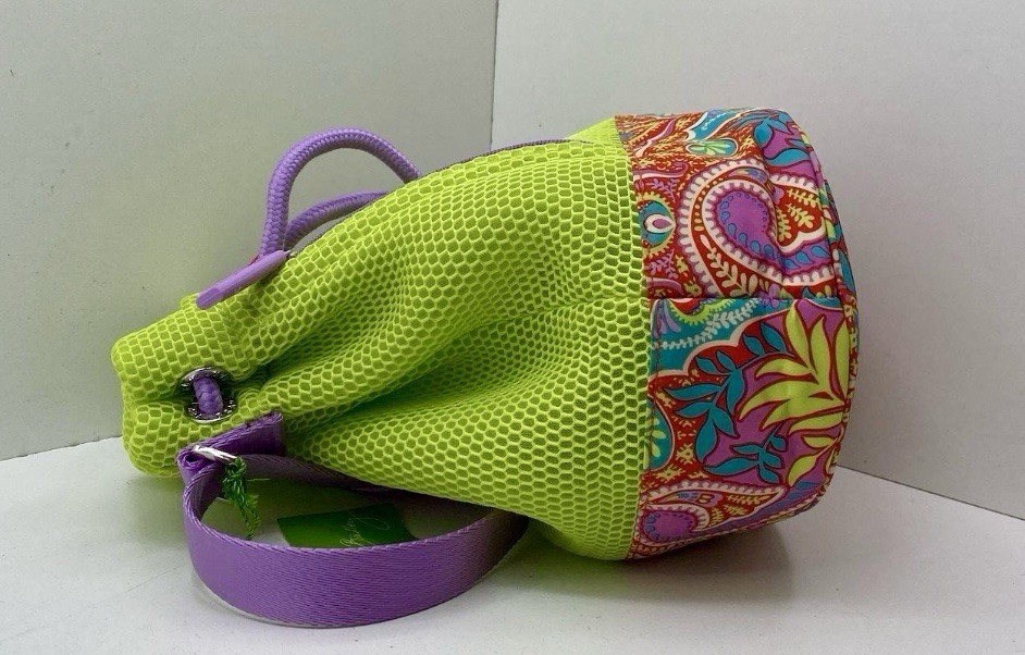 NWT💚Vera Bradley 💚Citrine *Paisley in Paradise* Mesh Bucket Crossbody Tote