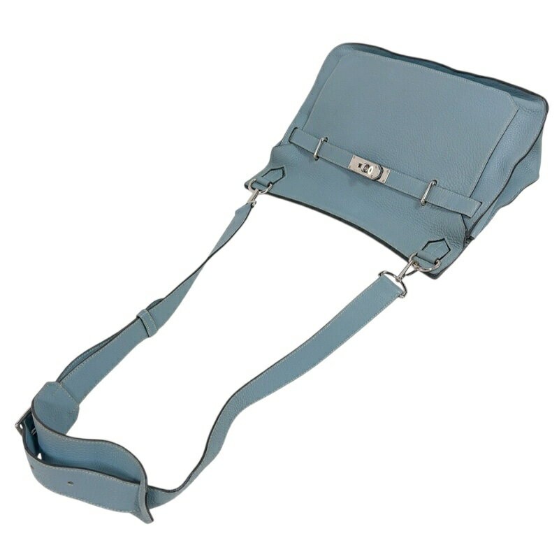 Hermes Jypsiere 37 Shoulder Bag 14.6in Taurillon Clemence Leather Ciel Blue 99