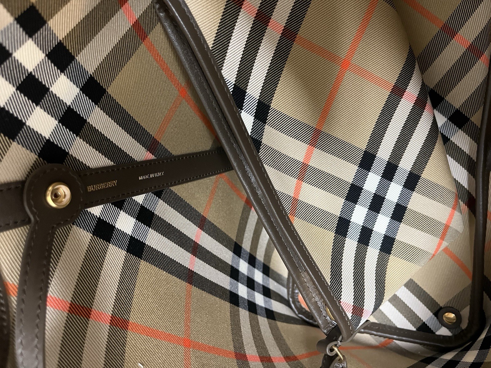 Burberry Small Check Cotton Twill Tote Bag Sand