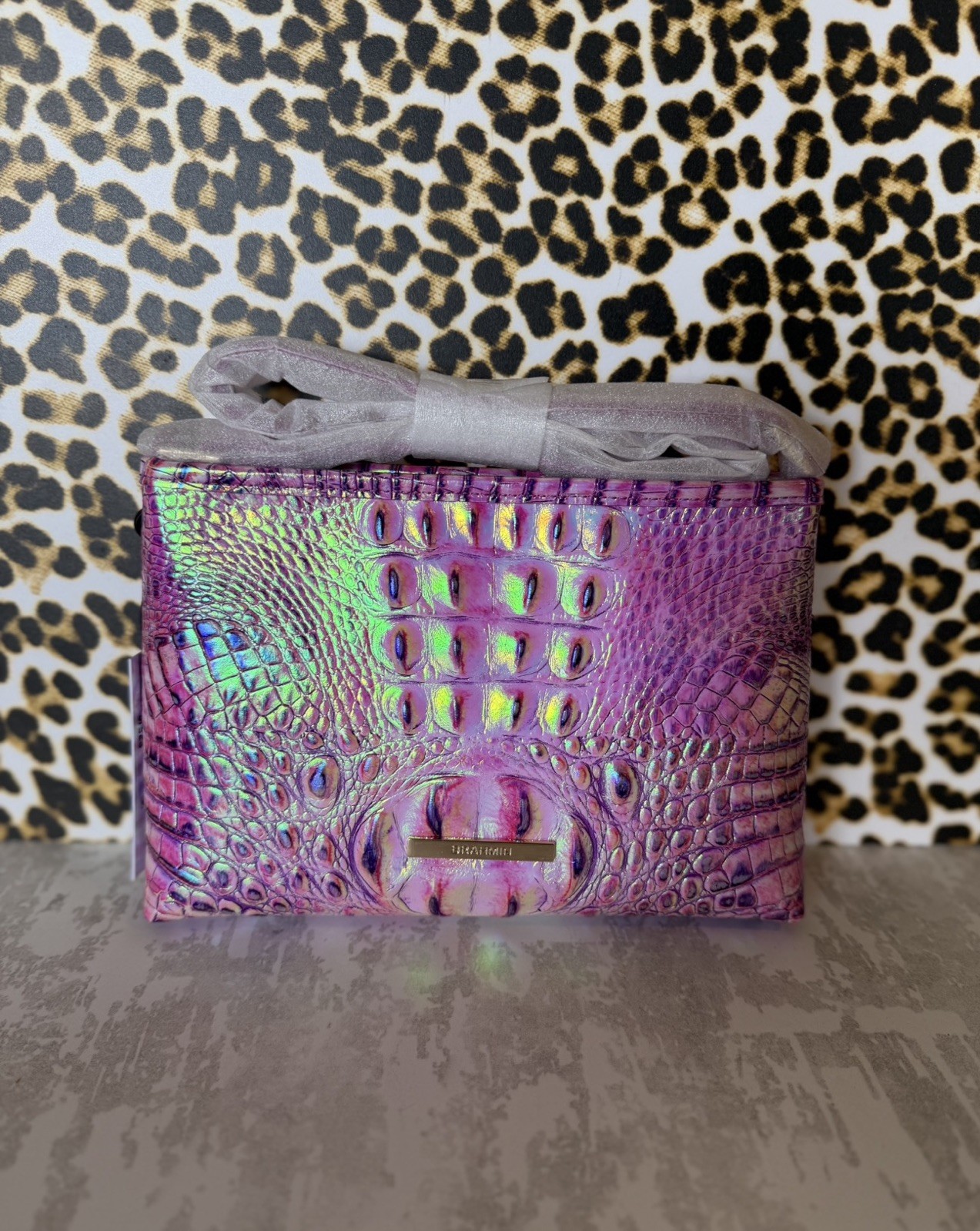 BRAHMIN PURPLE IRIS LORELEI PURPLE & PINK IRIDESCENT GLOW NWT HARDTOFIND