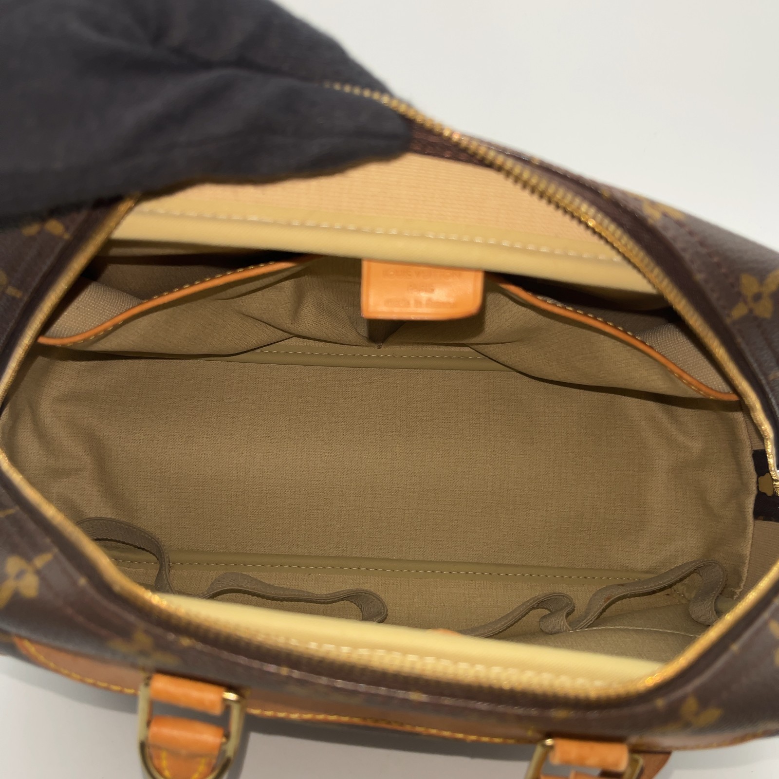 Louis Vuitton M47270 Monogram Deauville Brown Bag Used Authentic W/Key,Tag D246